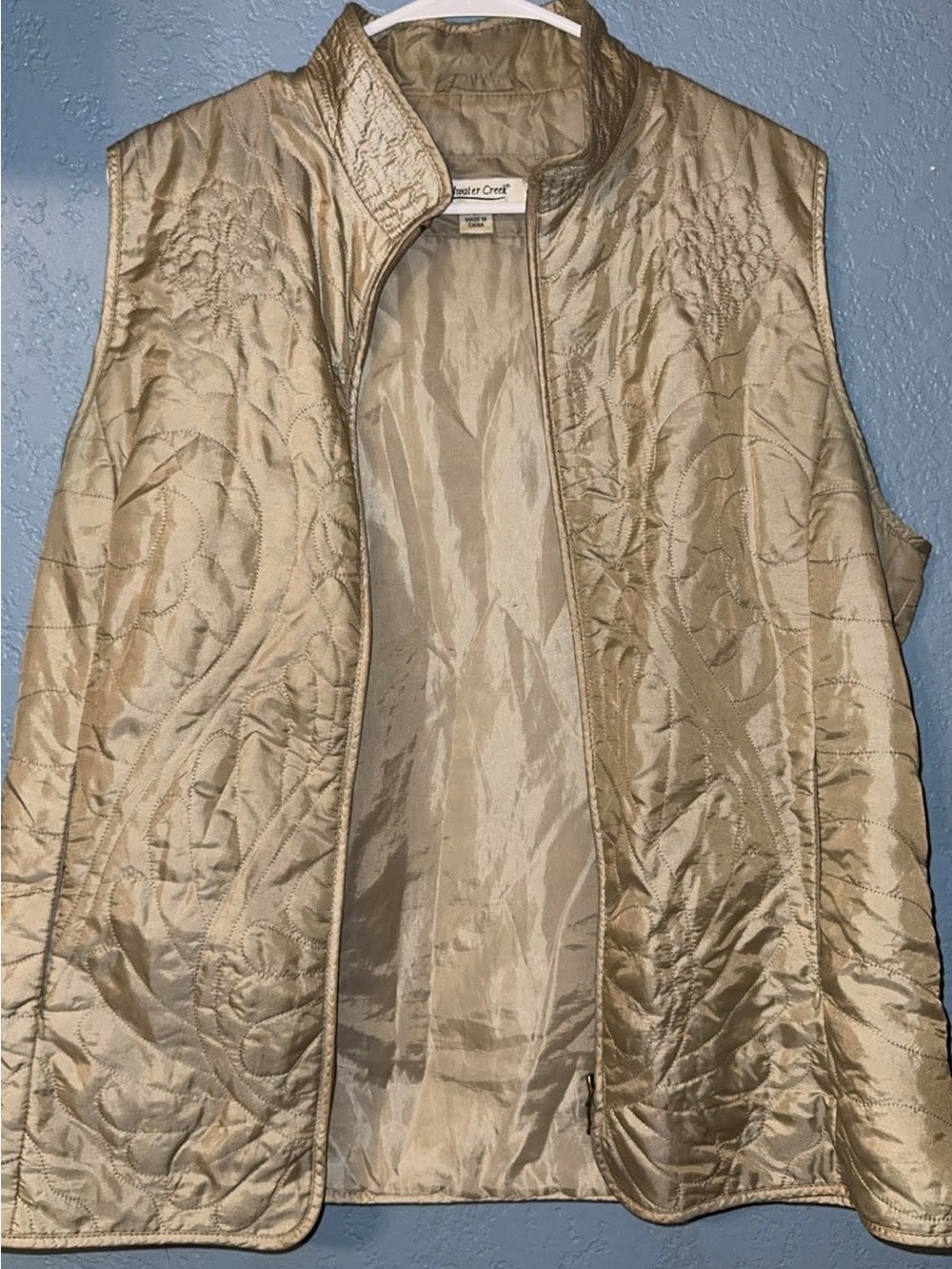 Coldwater Creek Quilted Sleeveless Vest - Champagne Gold